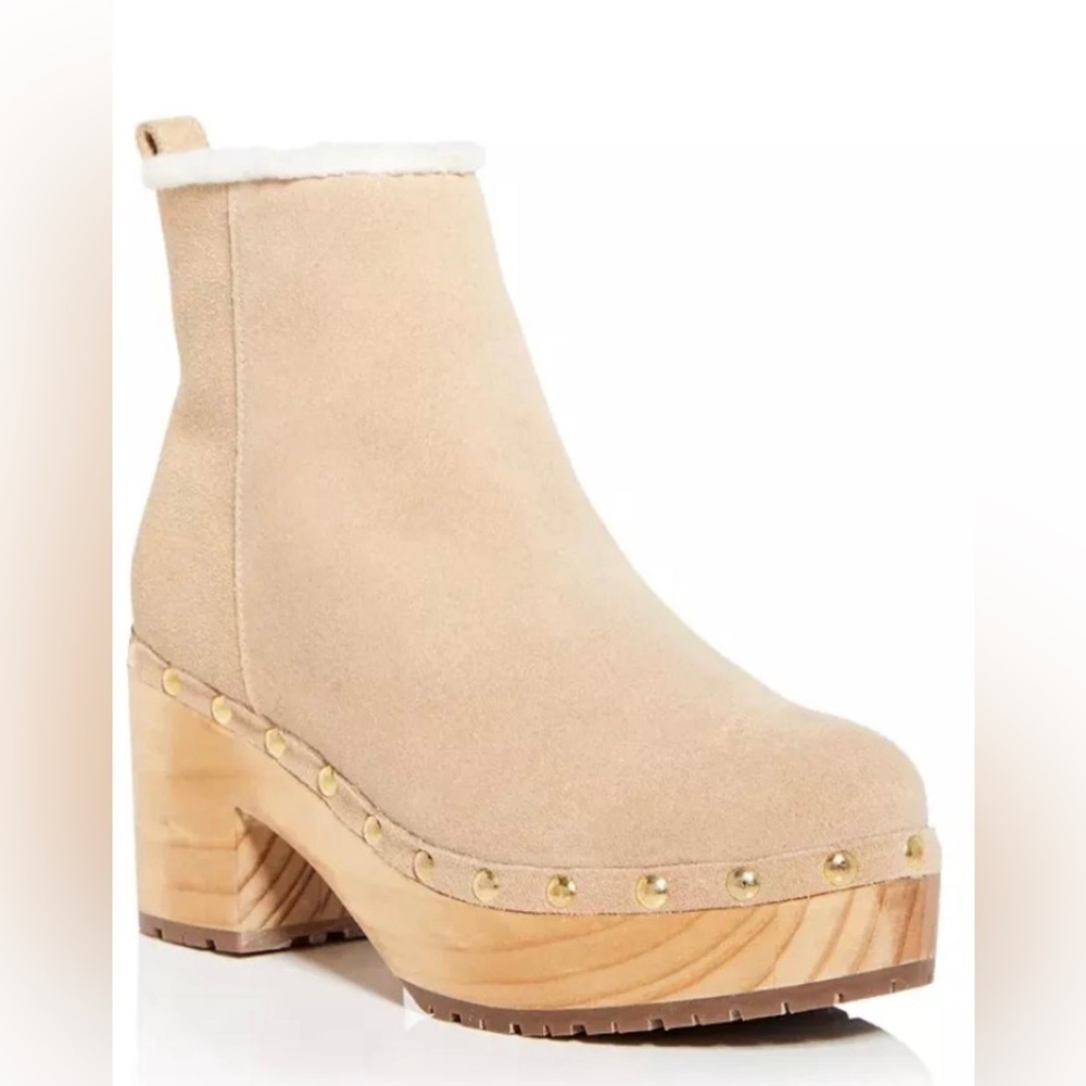 Aqua Spain Suede Block Heel Studded Clog Boots - NWT